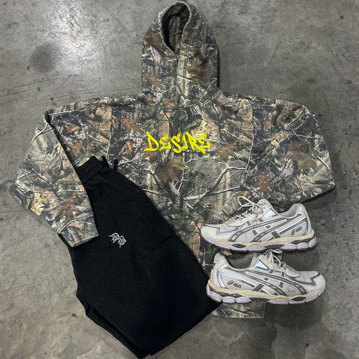 Camo puff embroidery hoodie